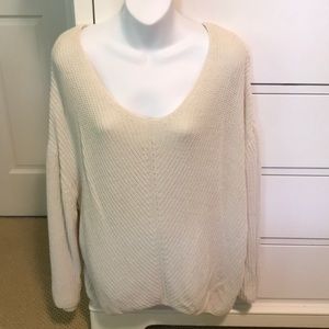 Urban Outfitters Cream V-Neck Oversized Sweater